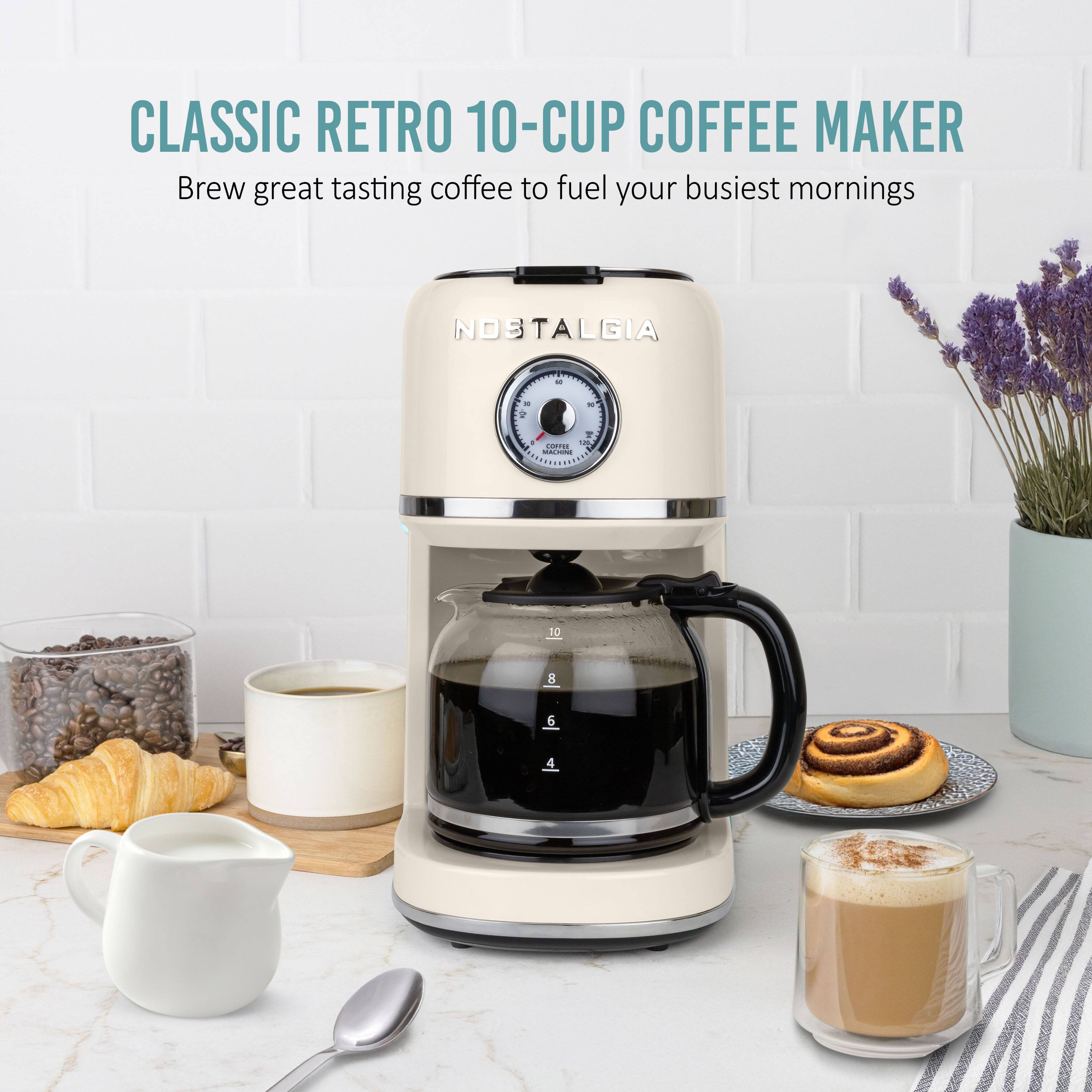 CLASSIC RETRO 10-CUP COFFEE MAKER  
Brew great tasting coffee to fuel your busiest mornings  

NOSTALGIA