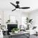 Alt View 1. Breezary - 42" Modern Indoor Ceiling Fan, 3 ABS Blades, 6-Speed DC Motor, Remote Control, Timer, 5'' Downrod, Light/No Light Option - Black (With Light).