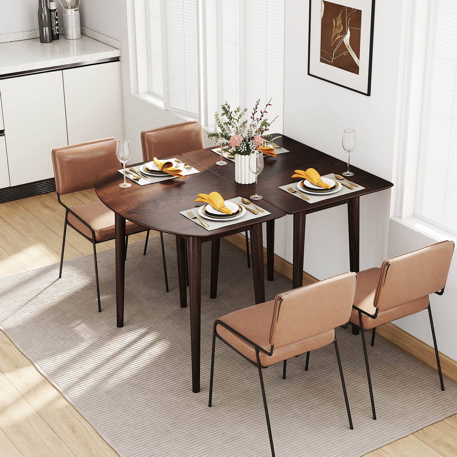 Alt View 4. Costway - Costway 1 PS 34" Rectangular Wooden Dining Table with Rubber Wood Legs for Apartment Breakfast - Walnut.