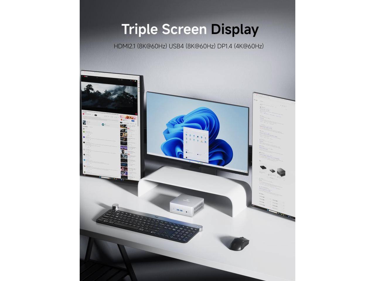 Triple Screen Display  
HDMI2.1 (8K@60Hz) USB4 (8K@60Hz) DP1.4 (4K@60Hz)