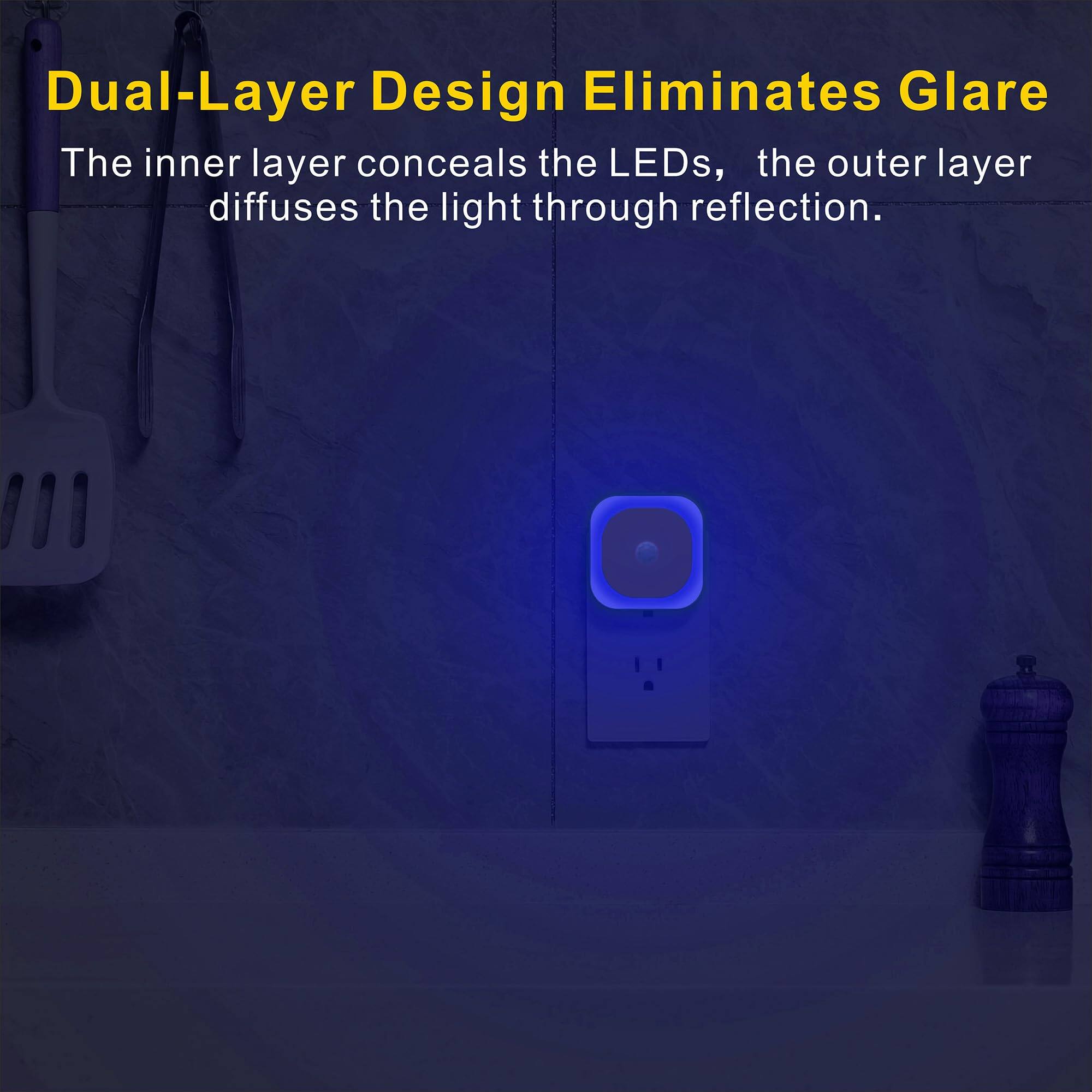 Dual-Layer Design Eliminates Glare

The inner layer conceals the LEDs, the outer layer diffuses the light through reflection.