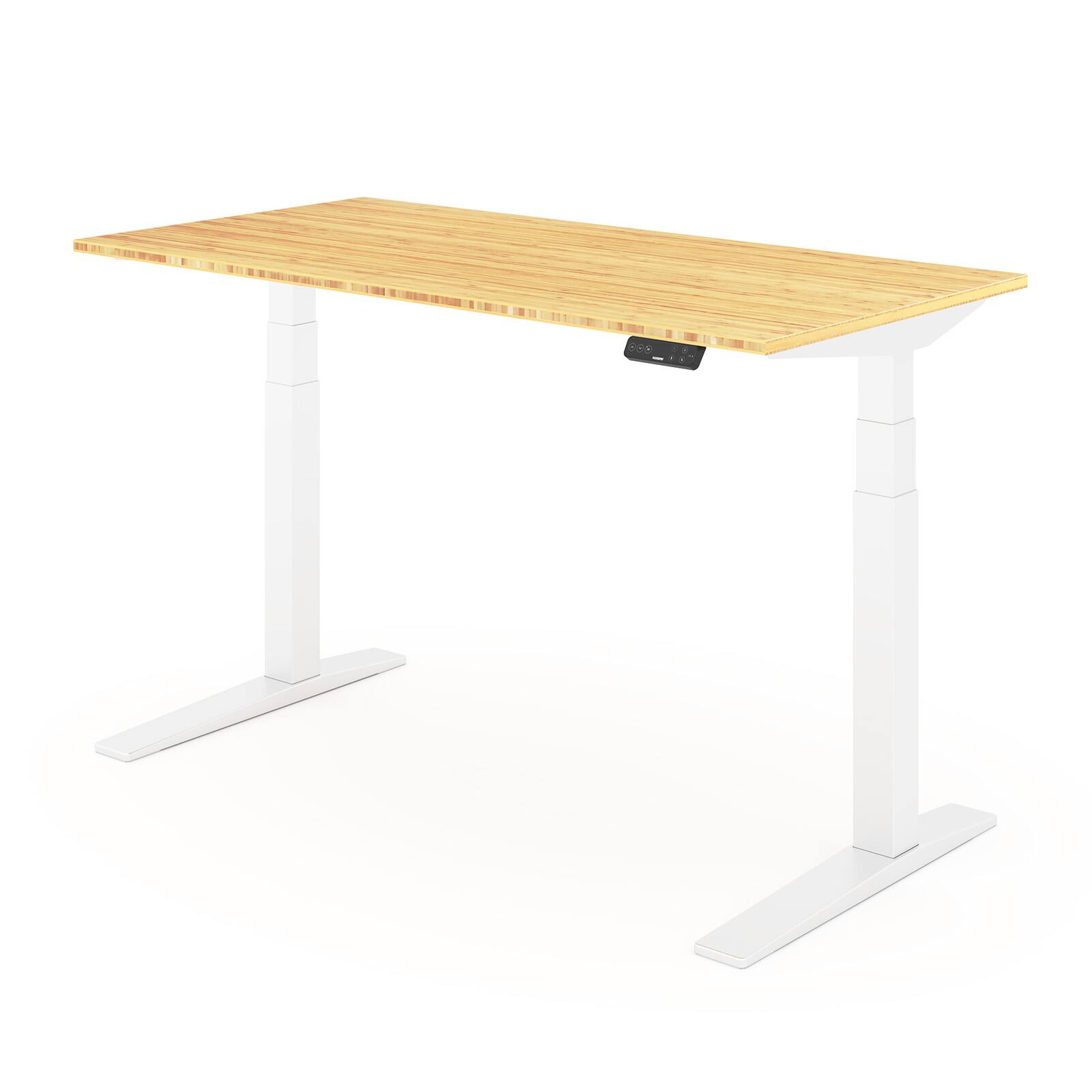 Angle. FlexiSpot - FlexiSpot E7Pro 55''W Electric Adjustable Standing Desk, Bamboo/White - Bamboo.