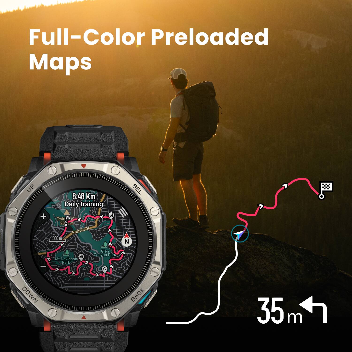 Full-Color Preloaded Maps

8.48 Km Daily training Twin W 23 m PortolaDr 500 n

SEL N

Mt.Davidson Park

Glen Canyon Park

DOWN

BACK

35 m