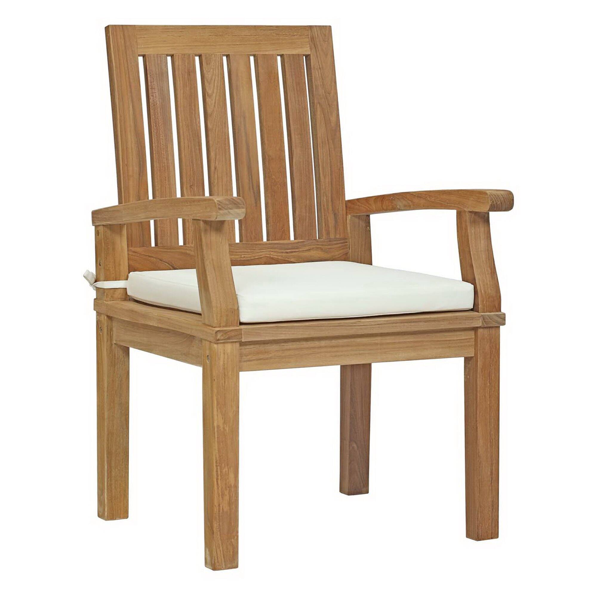 Angle. Modway - Marina 7-Piece Outdoor Teak Patio Dining Set - Natural White.