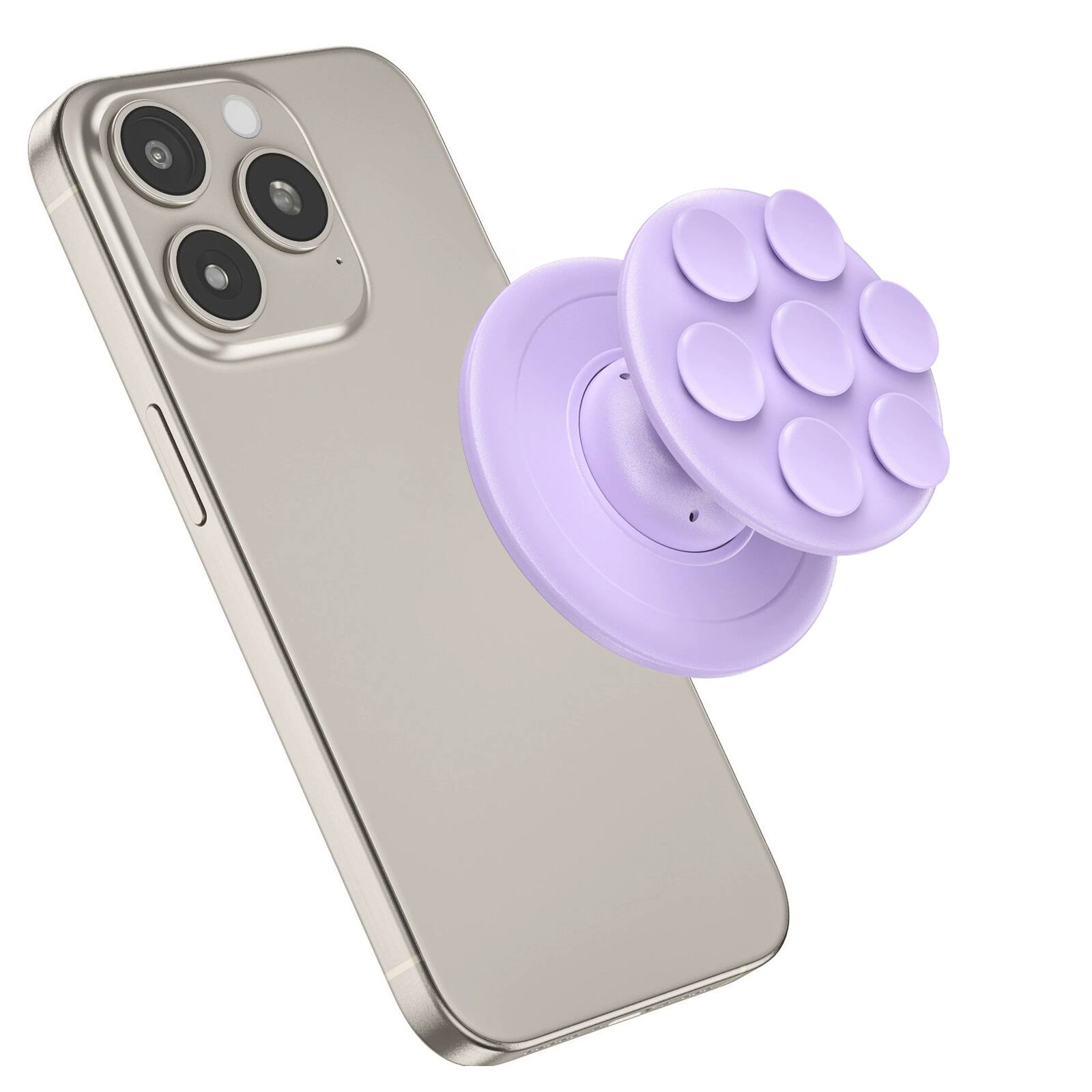 Back. Topteng - MagSafe Phone Grip – Silicone Suction Cup Stand, Strong Magnet, One-Handed Operation, Fit for iPhone 12-17 Series - Pink.