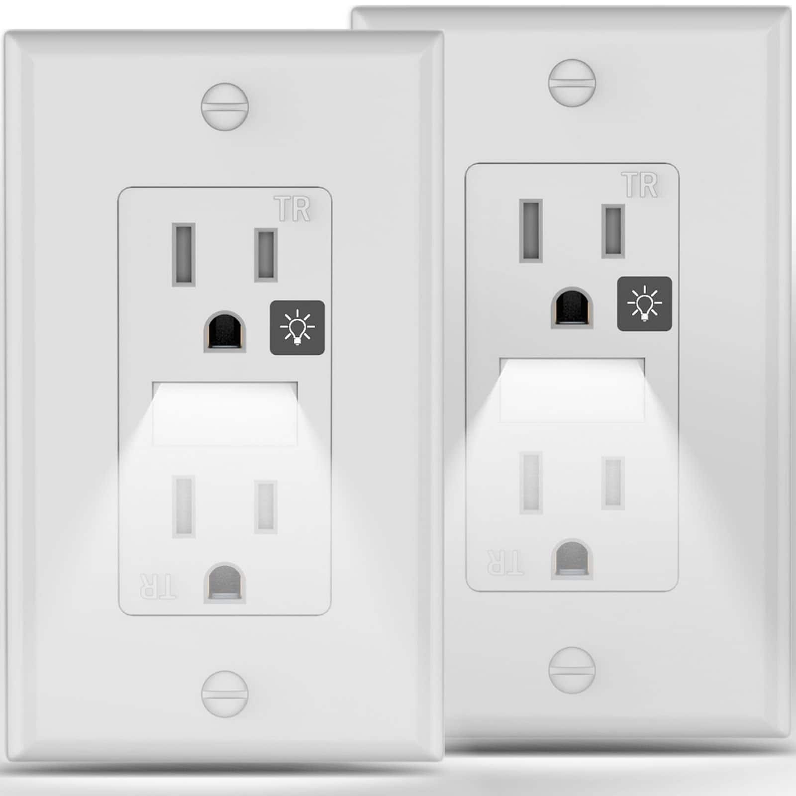 Earthley Blooms - Receptacle Outlet With Night Light a v Standard Electrical Wallplates Turn Led On off Automatically Nightli - 2Pack | TR Outlet