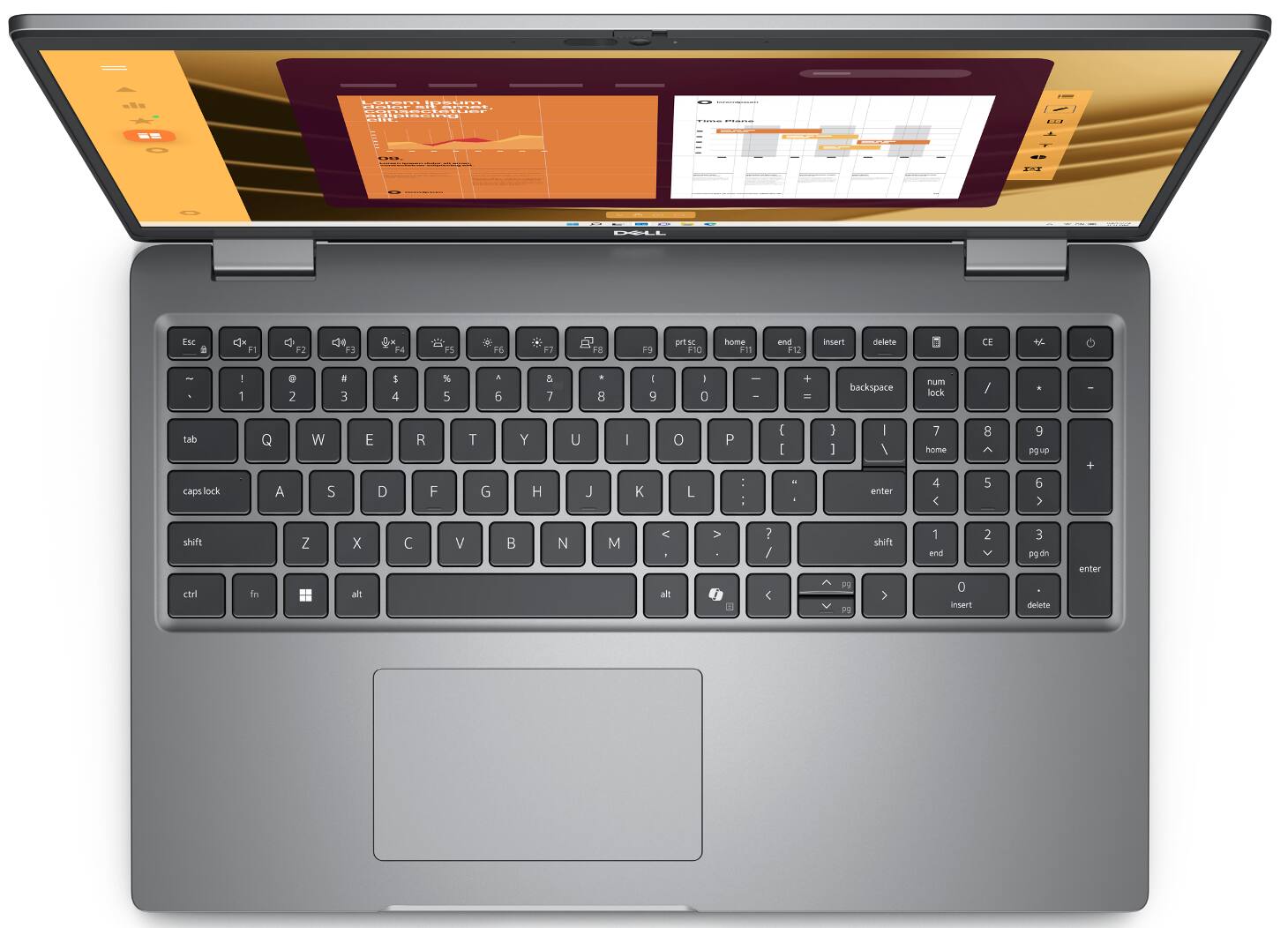 Here is the corrected and grouped text from the image:

- Esc
- F1 F2 F3 F4 F5 F6 F7 F8 F9 F10 F11 F12
- 1 2 3 4 5 6 7 8 9 0 - = Backspace
- Tab Q W E R T Y U I O P [ ] \
- Caps Lock A S D F G H J K L ; ' Enter
- Shift Z X C V B N M , . / Shift
- Ctrl Fn Windows Alt Spacebar Alt
- Num Lock / * - + Enter
- Home 4 5 6 7 8 9 0 . - + Home End Insert Delete
- PgUp PgDn