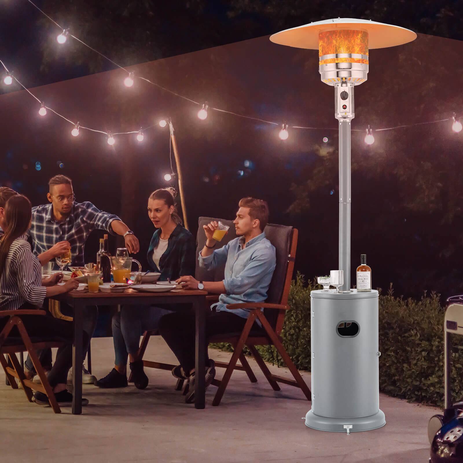 Alt View 1. Costway - Costway 48000 BTU Patio Heater with Wheels Round Table Design & Stainless Steel Burner Gray - Gray.