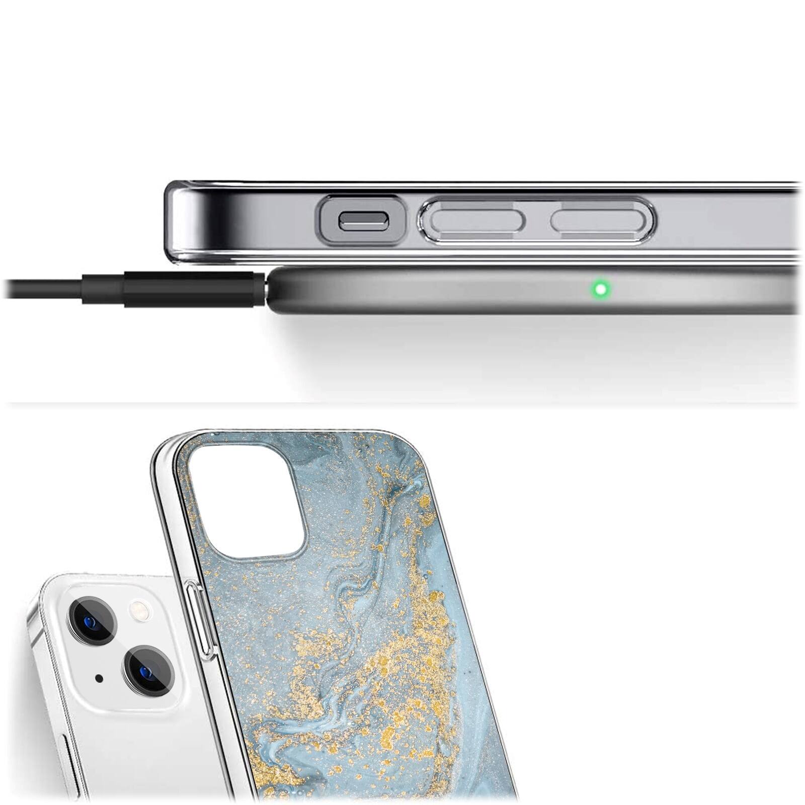 Alt View 12. SaharaCase - Marble Series Case for Apple iPhone 14 Plus - Blue Marble.