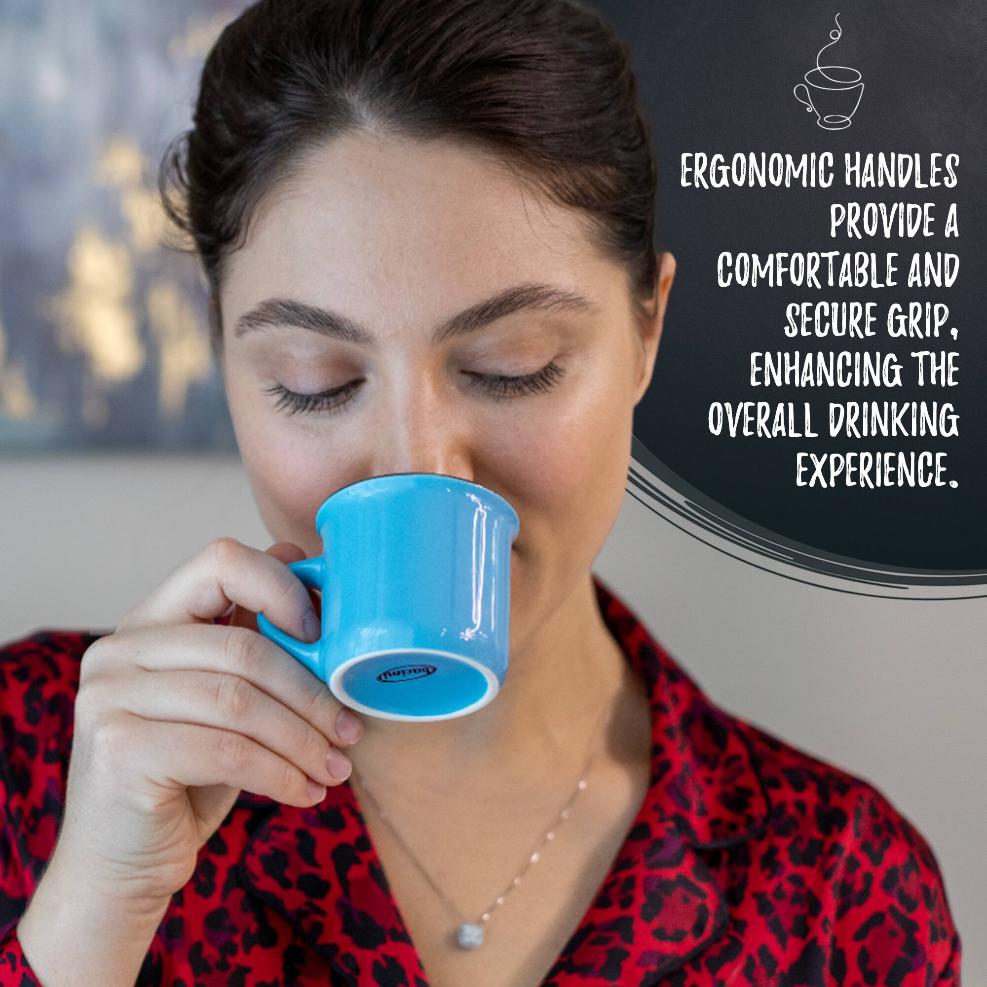 ERGONOMIC HANDLES PROVIDE A COMFORTABLE AND SECURE GRIP, ENHANCING THE OVERALL DRINKING EXPERIENCE.