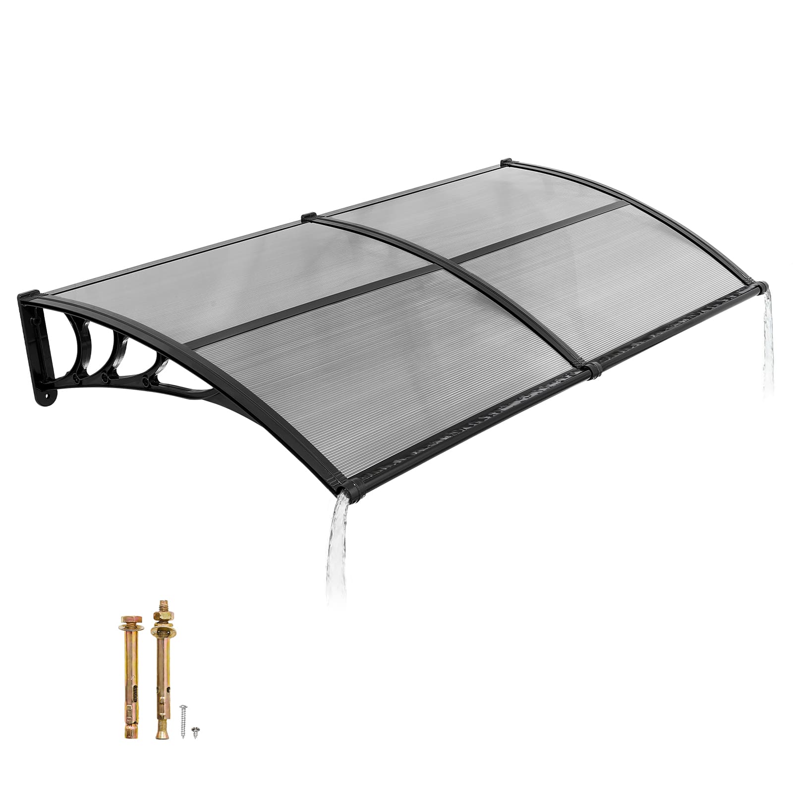 VEVOR - Awnings for Door Entrance, 38 x 78 in, Exterior Front Door Window Awnings with Drainage & ABS Bracket - Smoke Gray