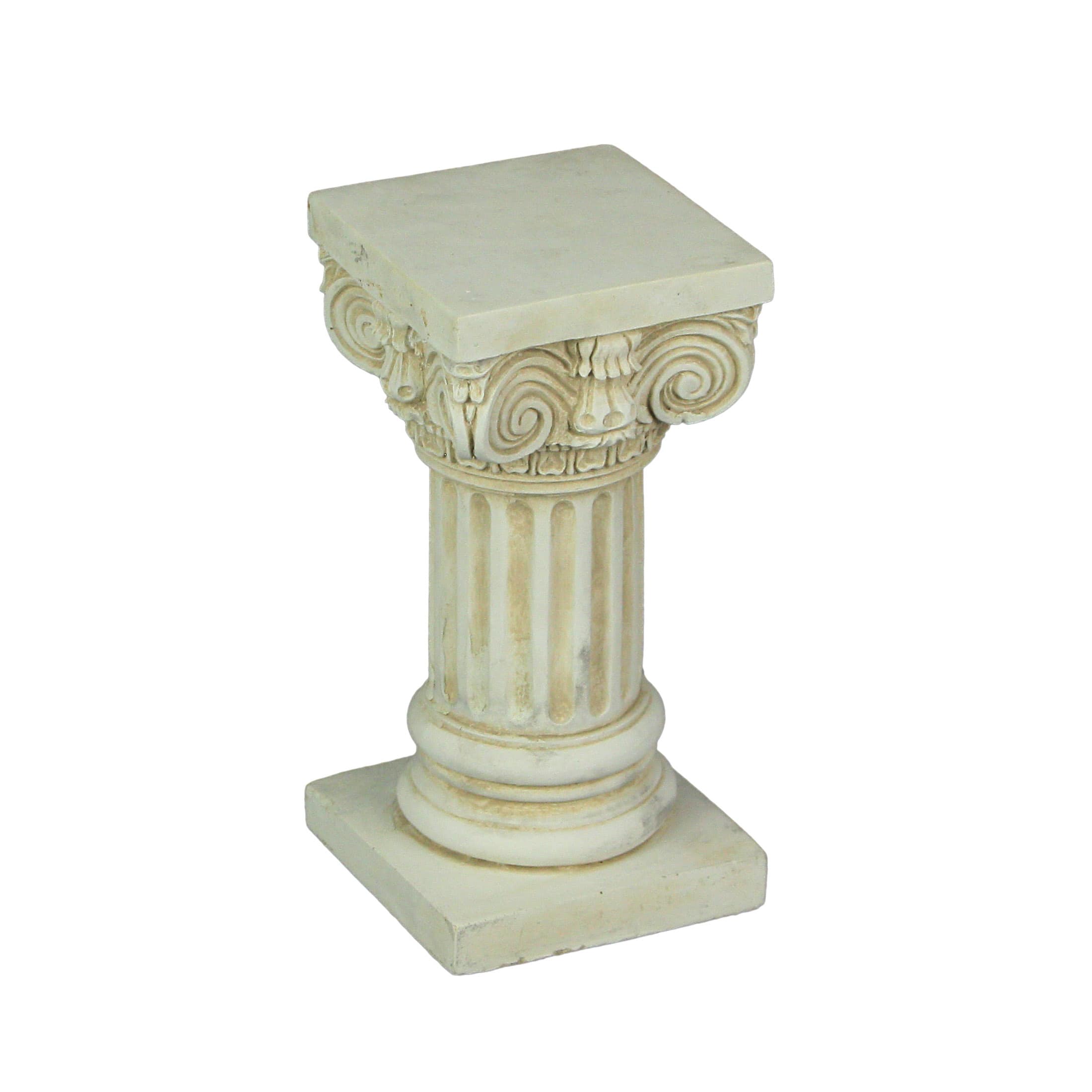 Things2Die4 - Antique White Solid Concrete Roman Ionic Column Pillar Mini Statue Pedestal 8.25 Inches High - Off-white
