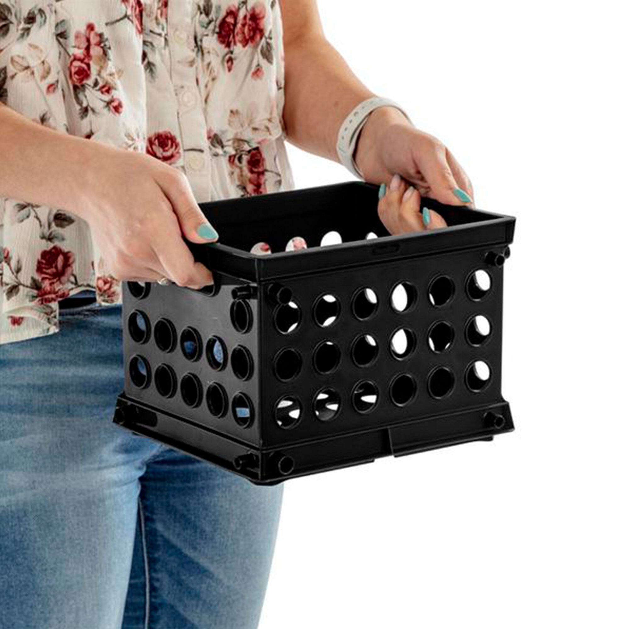 Alt View 2. Sterilite - Sterilite Mini Crate, Stackable Plastic Storage Bin with Handles, Black, 24 Pack - Black.