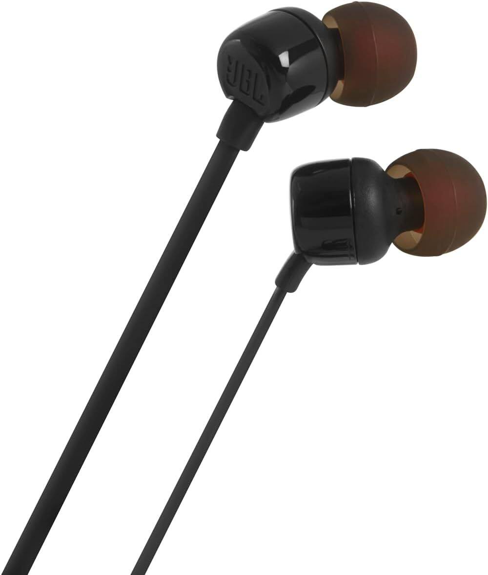 Alt View 1. JBL - JBL TUNE 110 BLACK In-Ear Tangle-Free Wired Headphones (Black).