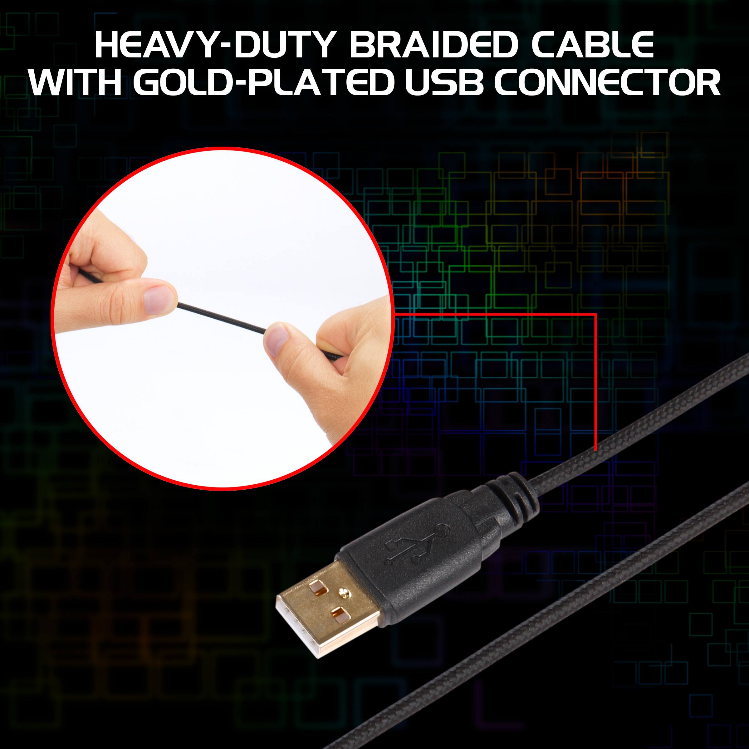 HEAVY-DUTY BRAIDED CABLE WITH GOLD-PLATED USB CONNECTOR