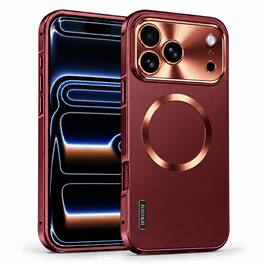 Dteck - For Apple iPhone 18 Pro Max Aluminum Metal Frame PC Back Drop Protection Shockproof Mag Safe Case Camera Lens Cover - Cherryred