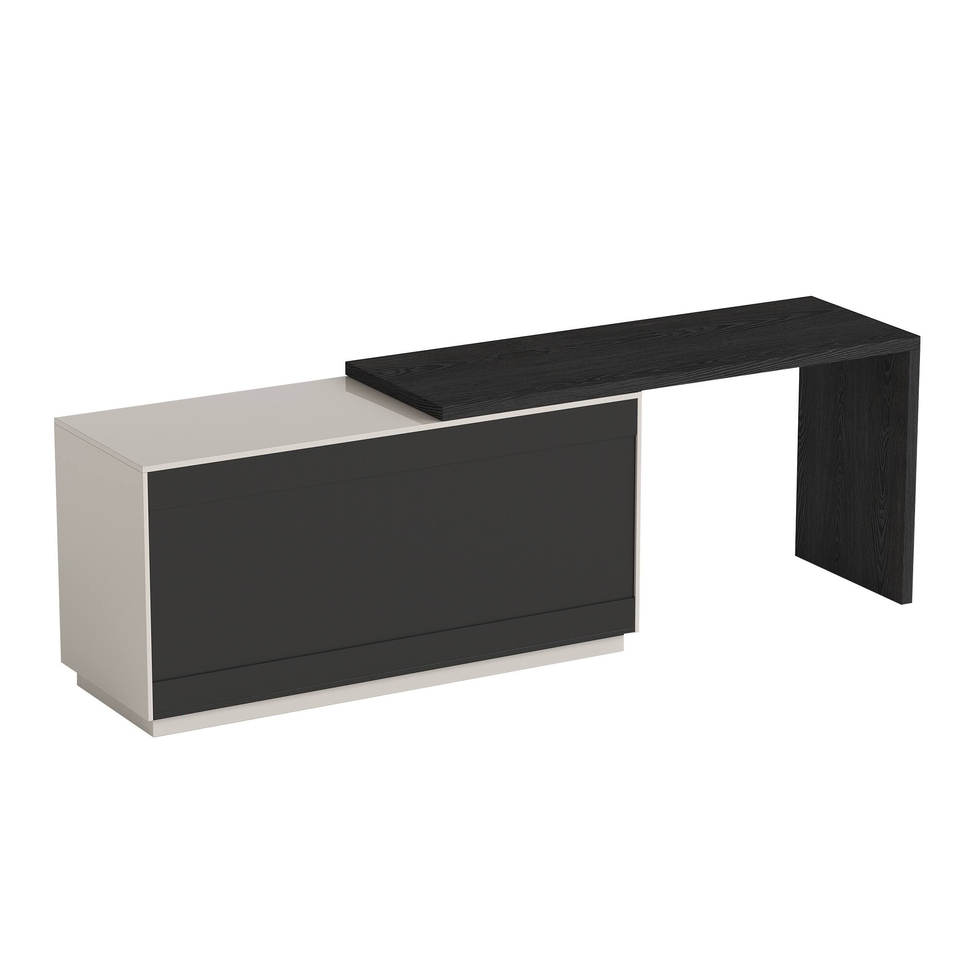 Alt View 7. luck idea - Modern Extendable Writing Desk with 6 Drawers, Reversible Left/Right Design, Home Office Computer Desk for Bedroom & Stu - Black.