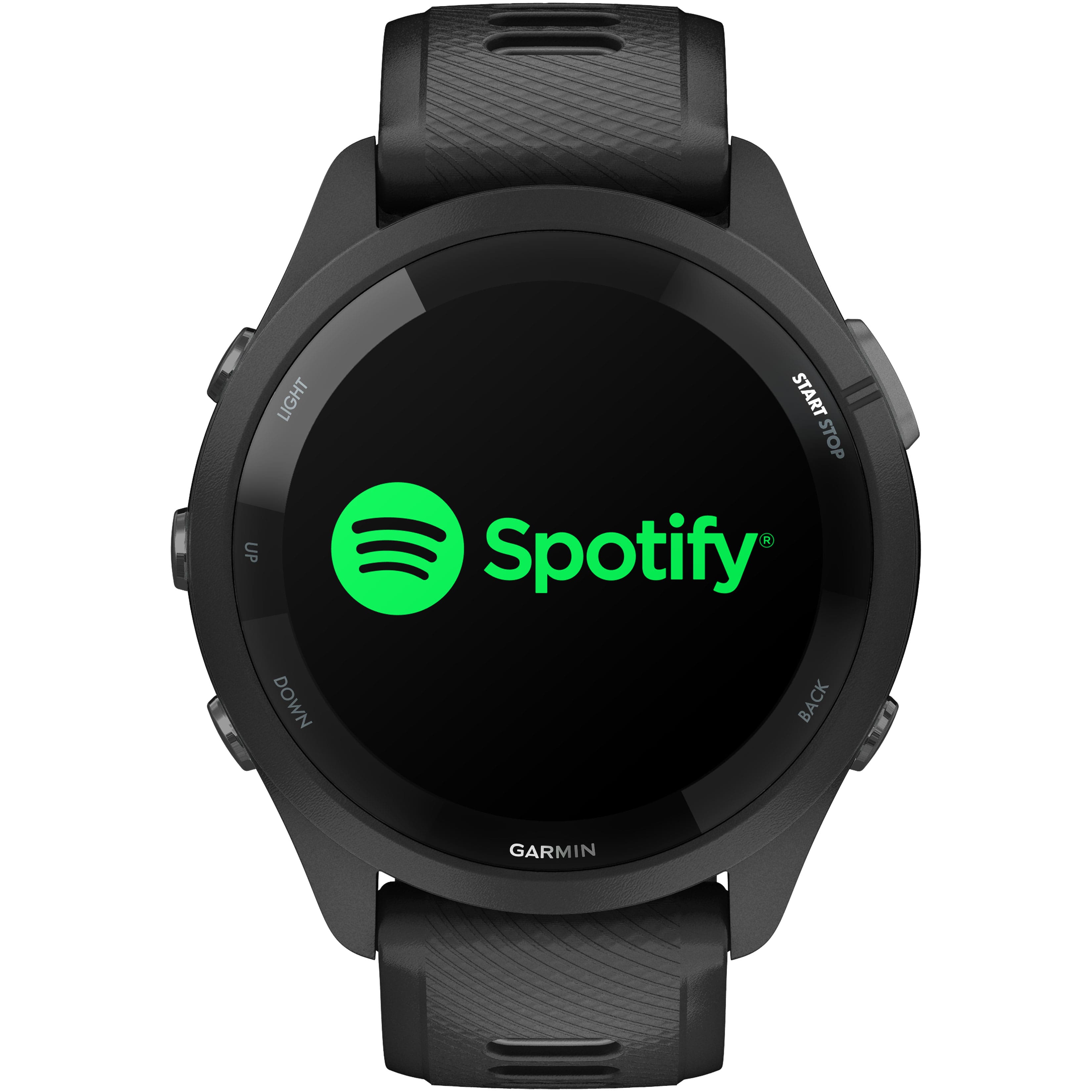 The text on the image reads "Spotify" and "Garmin".