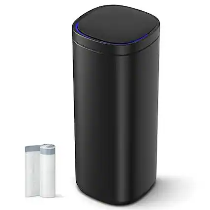 Front. Hivvago - Black Motion Sensor Stainless Steel 13 gallon Trash Can with Ozone Button - Black.