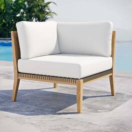 Clearwater Outdoor Patio Teak Wood Corner Chair by Modway - Gray White