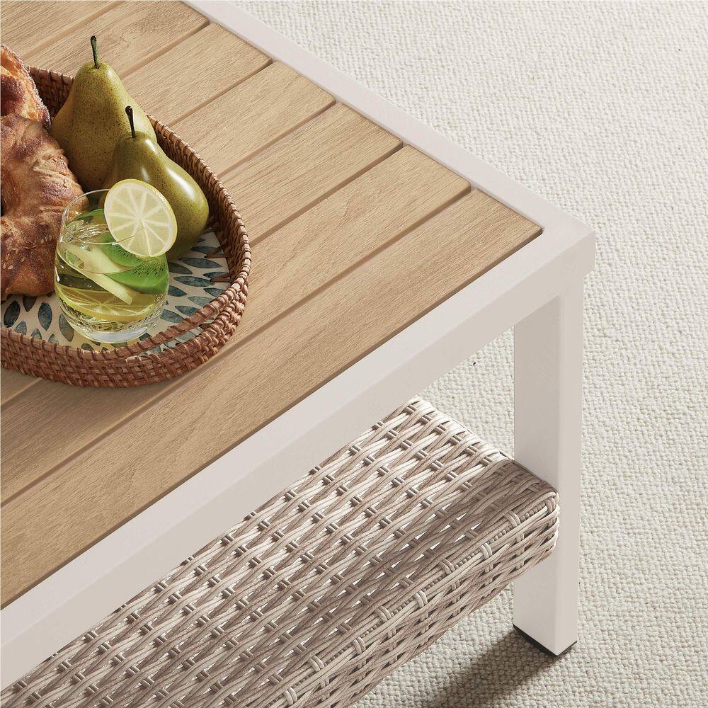 Back. Songmics Home - ONGMICS HOME Sencillo Collection - Outdoor Steel Coffee Table with Storage, Bone Color - Gray.