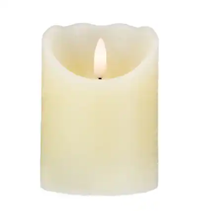 Front. Northlight - 4" Off White Flameless Battery Operated Flickering Wax LED Candle - Ivory.