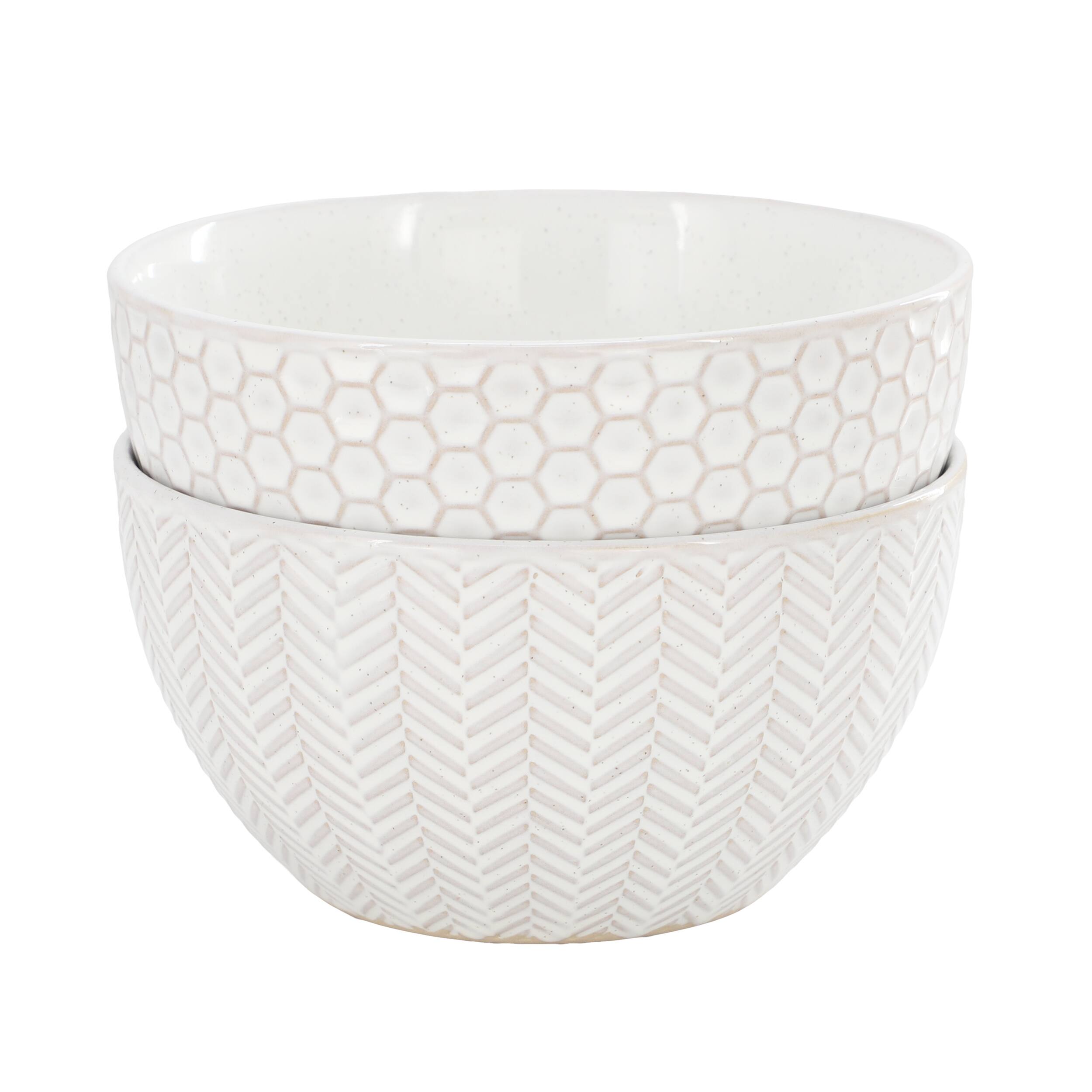Alt View 1. Gibson - Gibson Elite Earlhart 2 Piece 6 Inch Ribbed Stoneware Cereal Bowl Set in White - White.