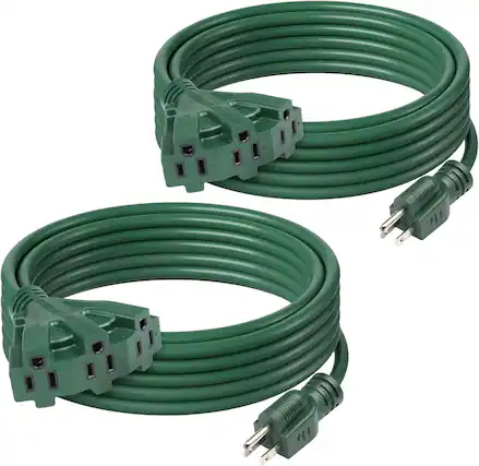 Front. BN-LINK - BN-LINK 2-Pack 25ft Outdoor Extension Cord, 3 Outlets, 16/3 SJTW, 13A, Grounded, ETL Listed - Green.