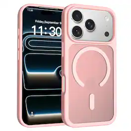UUCOVER - Magnetic Case for Apple iPhone 18 Pro, Compatible with MagSafe, Drop Protection Shockproof Slim Translucent Matte Cover - Pink