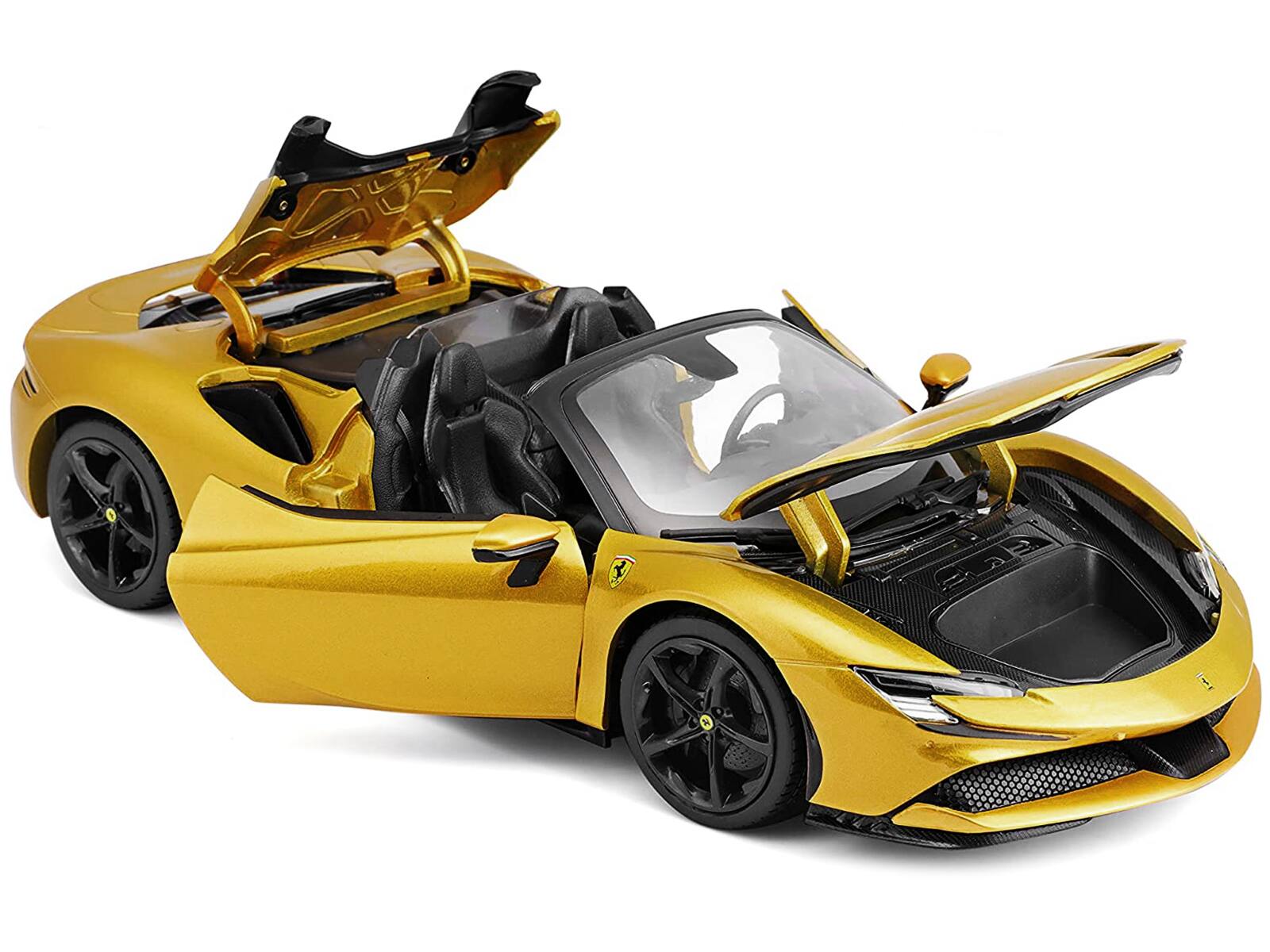 Alt View 1. Bburago - Ferrari SF90 Spider Gold Metallic "Race + Play" Series 1/18 Diecast Model Car by Bburago.
