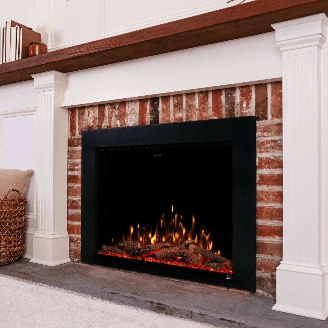Angle. Touchstone Home Products - 29 in. Wall Mounted Recessed Fireplug Pro Electric Fireplace Insert 1500W - Black.