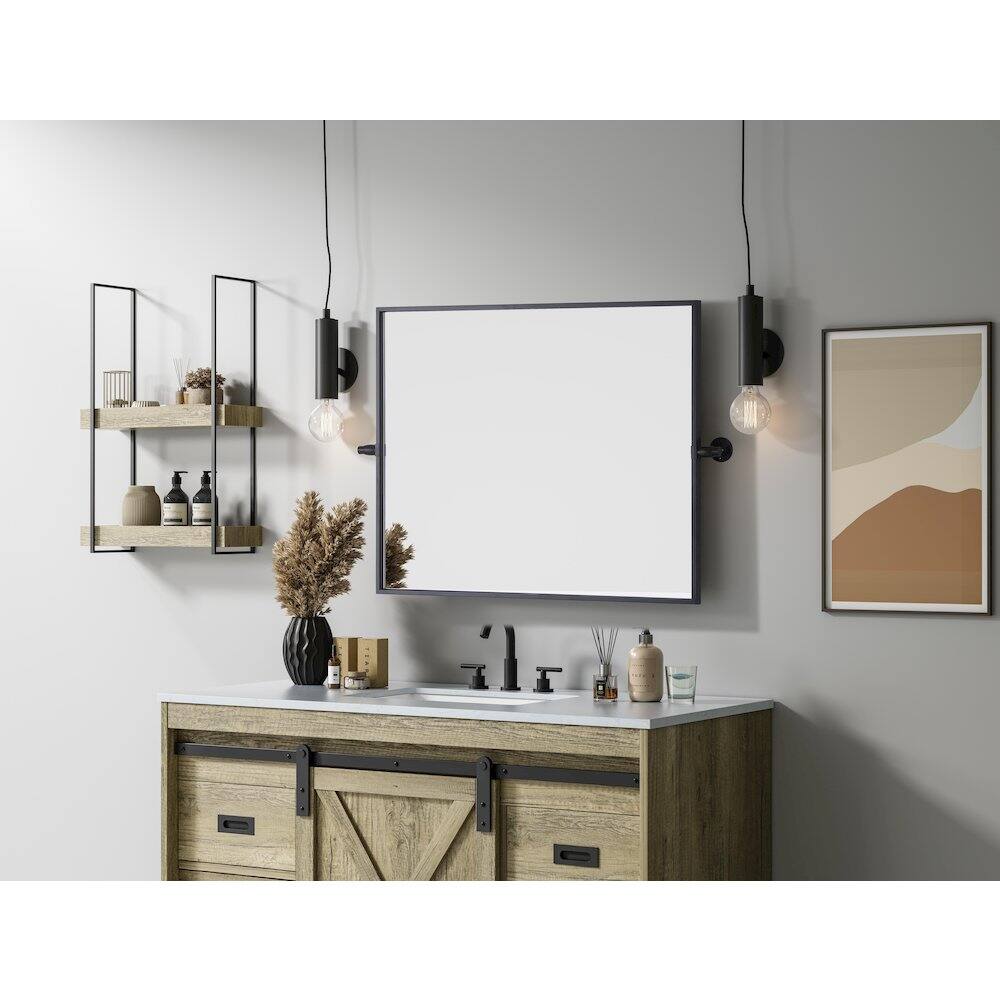 Alt View 9. Elegant Kitchen and Bath - Amoura 24X30 Pivot Mirror In Black - Black.