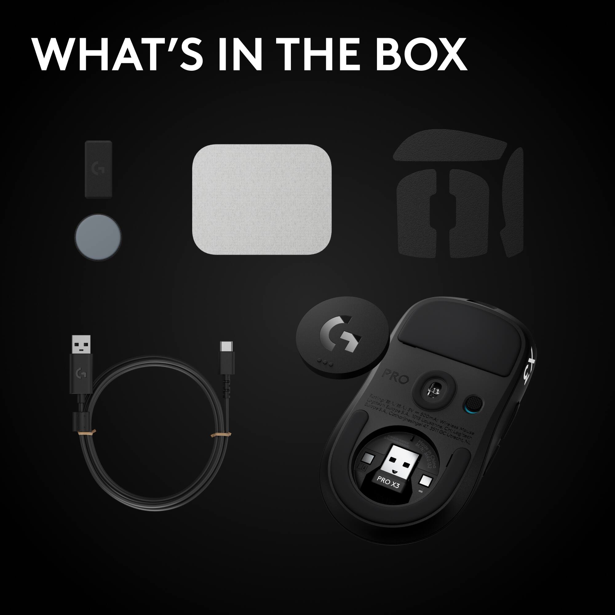 WHAT'S IN THE BOX

PRO Loting/ L EuropeSA. Europe BY 1015 - 500mAl Catholijnesingel LOUSENDA, 47 3511 Wireless CH: sus Mouse 30 Utrecht, each Wide NL  PRO X3
