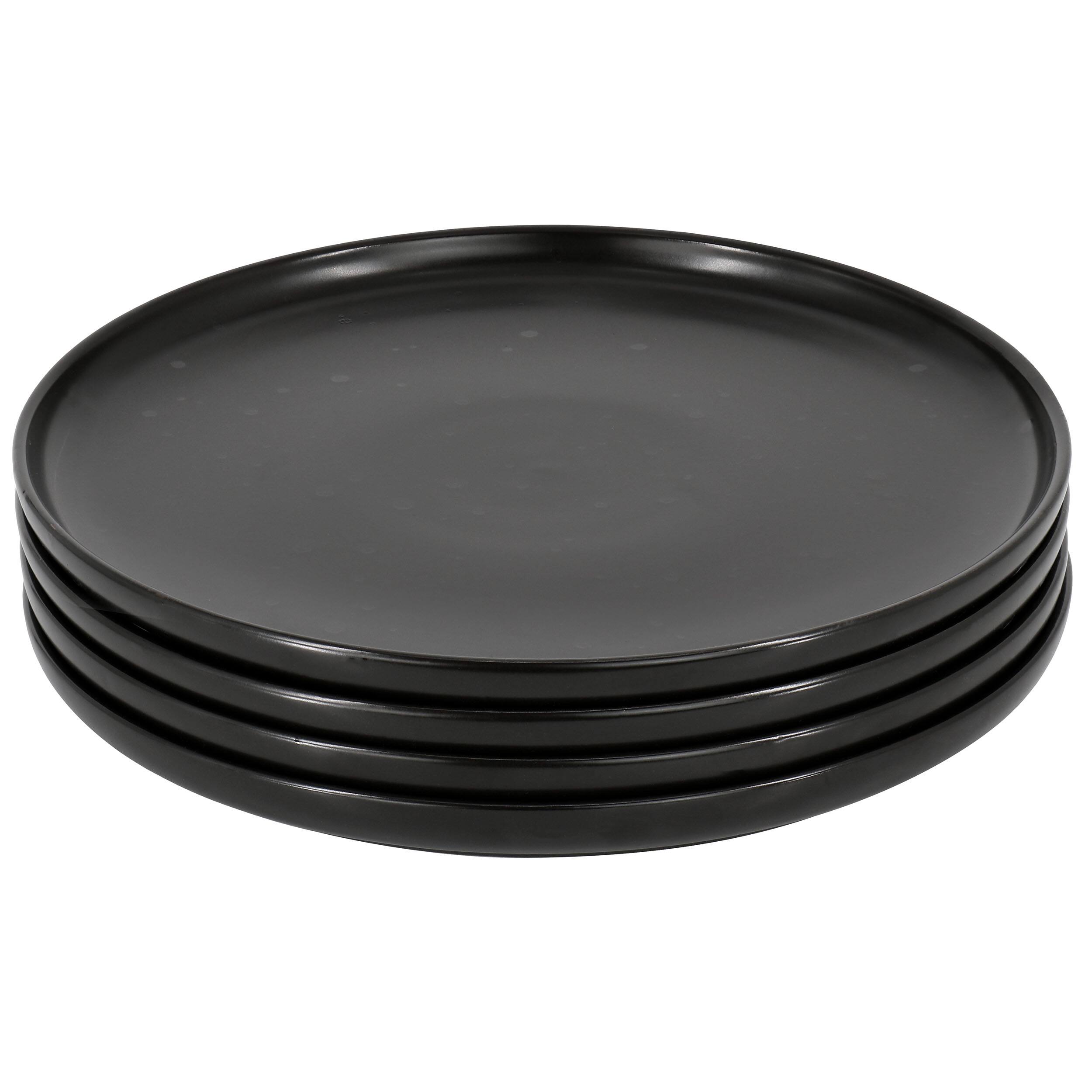 Alt View 1. Gibson - Our Table Landon 4 Piece 8.4 Inch Round Stoneware Salad Plate Set in Pepper - Black.