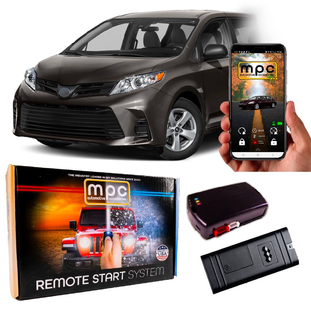 MPC - Smartphone Remote Starter For 2011-2020 Toyota Sienna -OEM Key Fob Activate - Black