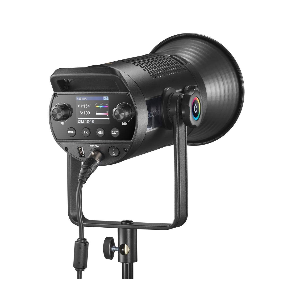 23 Am HS FN F >H: 154 - S: 100 DIM 100% - DIM d MENU FX HSI CCT DC38V