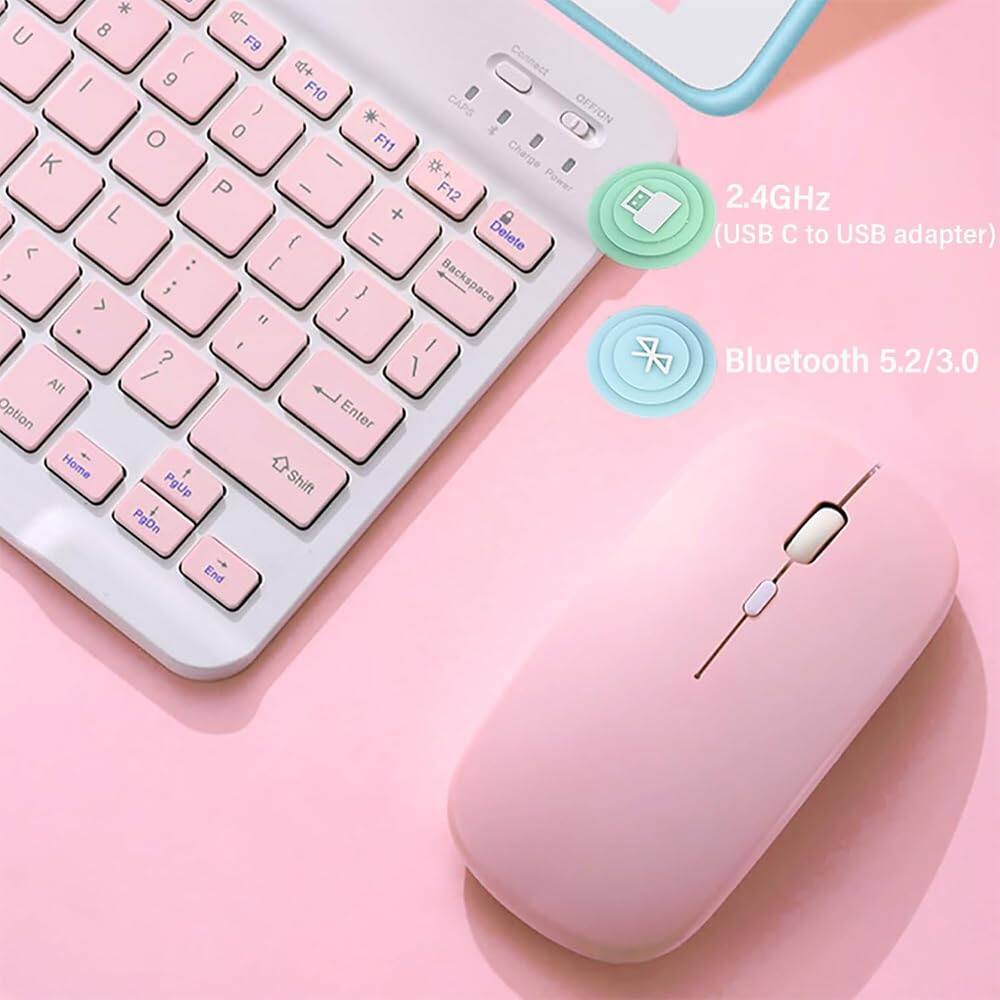 - 8 U F9 (Connect)
- 9 I F10
- 0 O F11
- P F12
- K L
- Backspace
- Enter
- Shift
- Home PgUp
- PgDn End
- 2.4GHz (USB C to USB adapter)
- Bluetooth 5.2/3.0