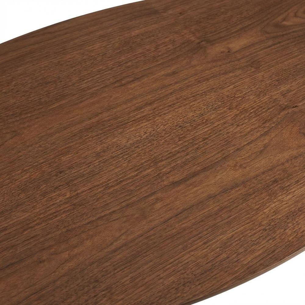 Alt View 1. FurniFact - Oval wood coffee table with set of two, sleek design, modern style - Brown.