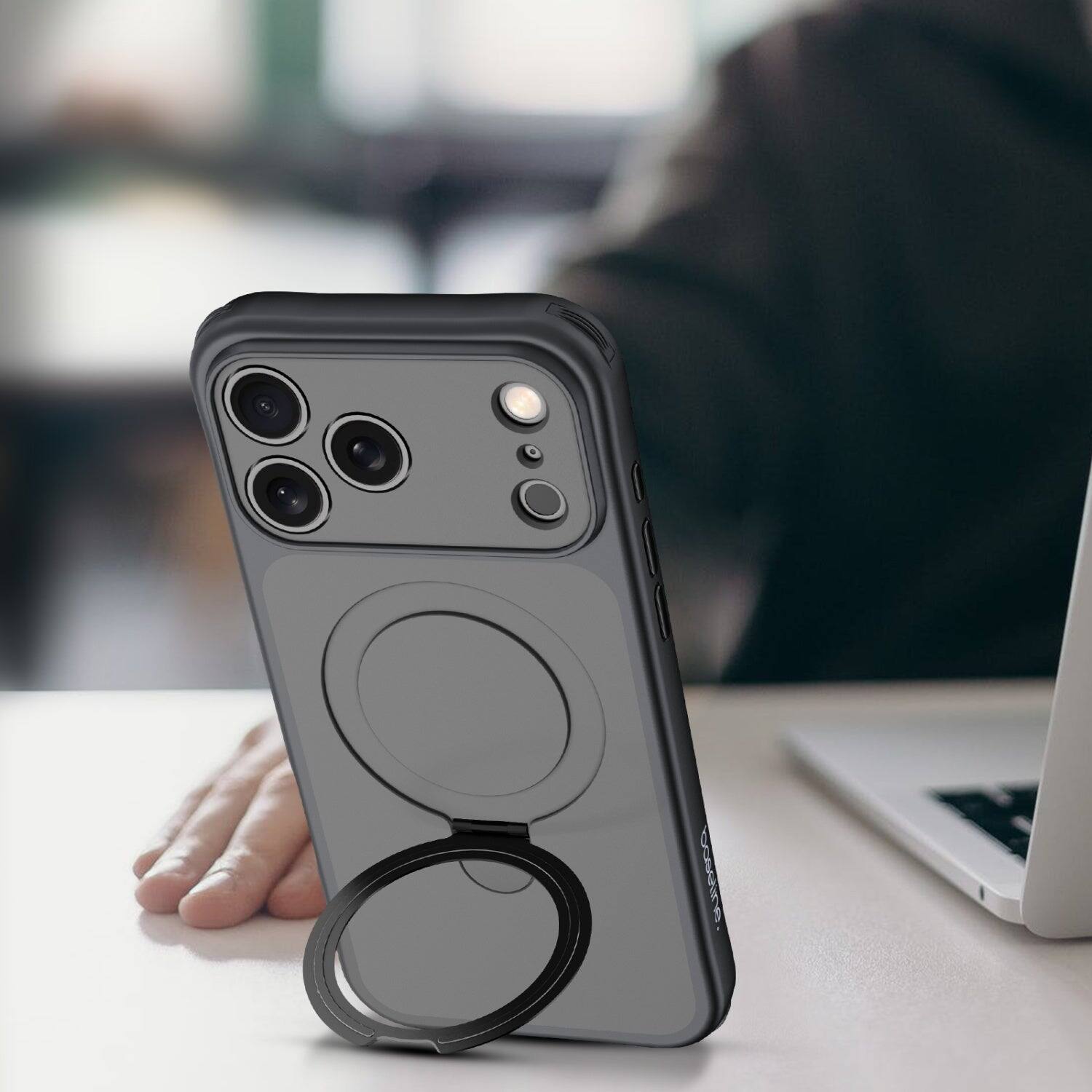 Alt View 4. BASELINE - TouchTone Series Kickstand Ring MagSafe Case for Apple iPhone 18 Pro Max / 17 Pro Max - Black.