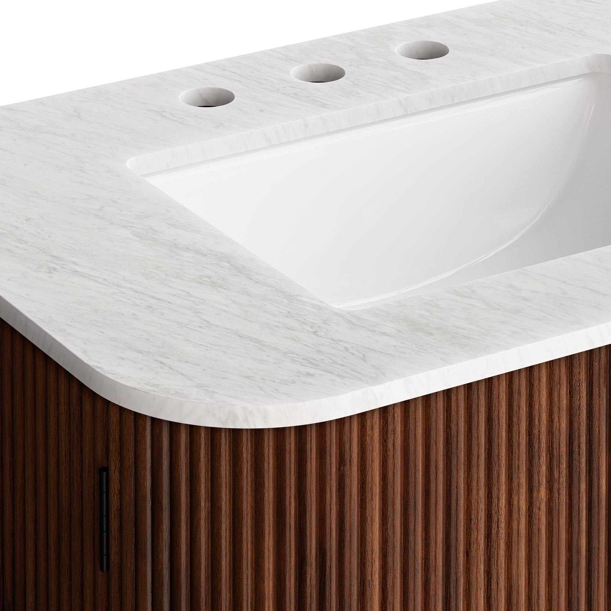 Alt View 7. Modway - Zia Wall-Mount Bathroom Vanity with Marble Sink by Modway - Walnut.