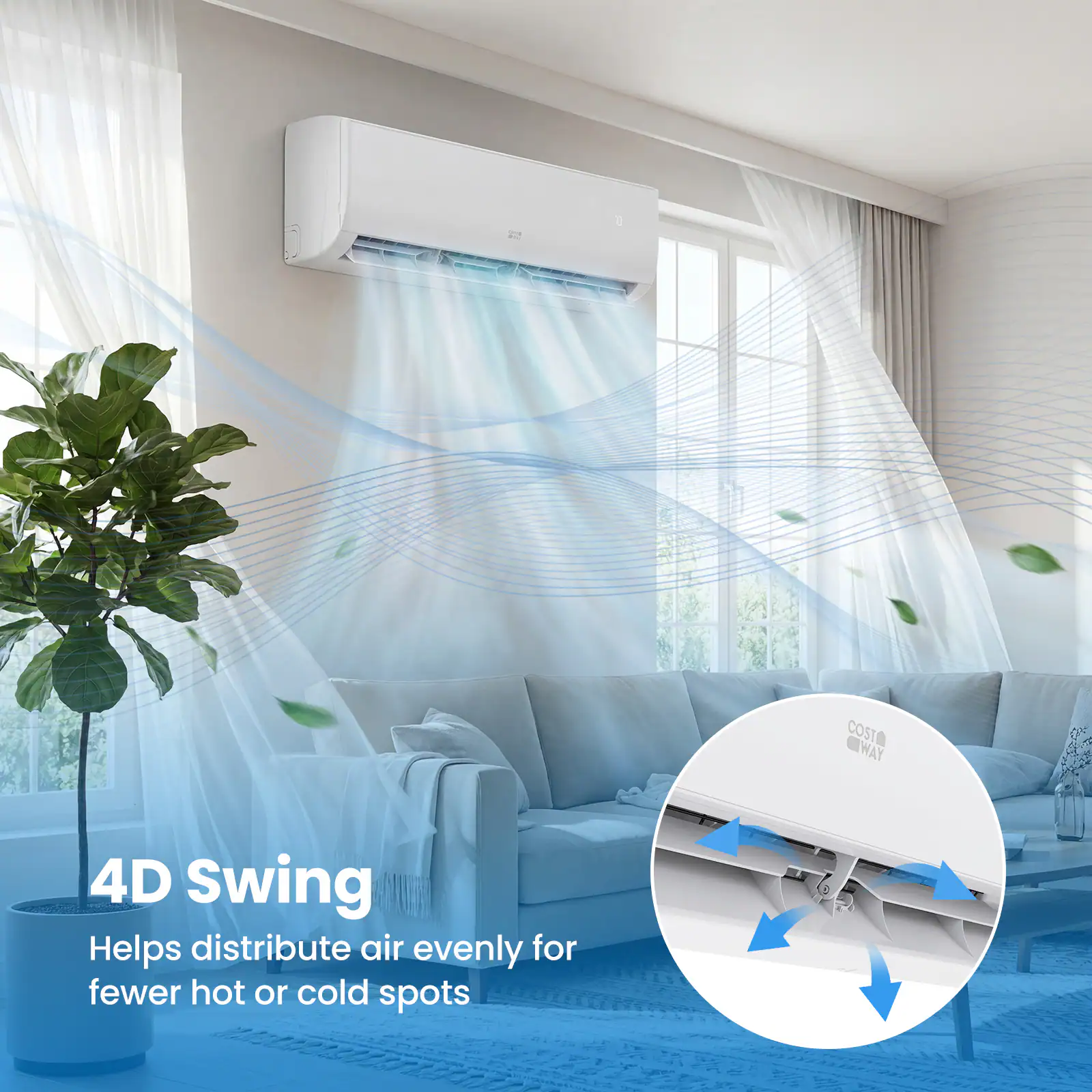 4D Swing  
Helps distribute air evenly for fewer hot or cold spots