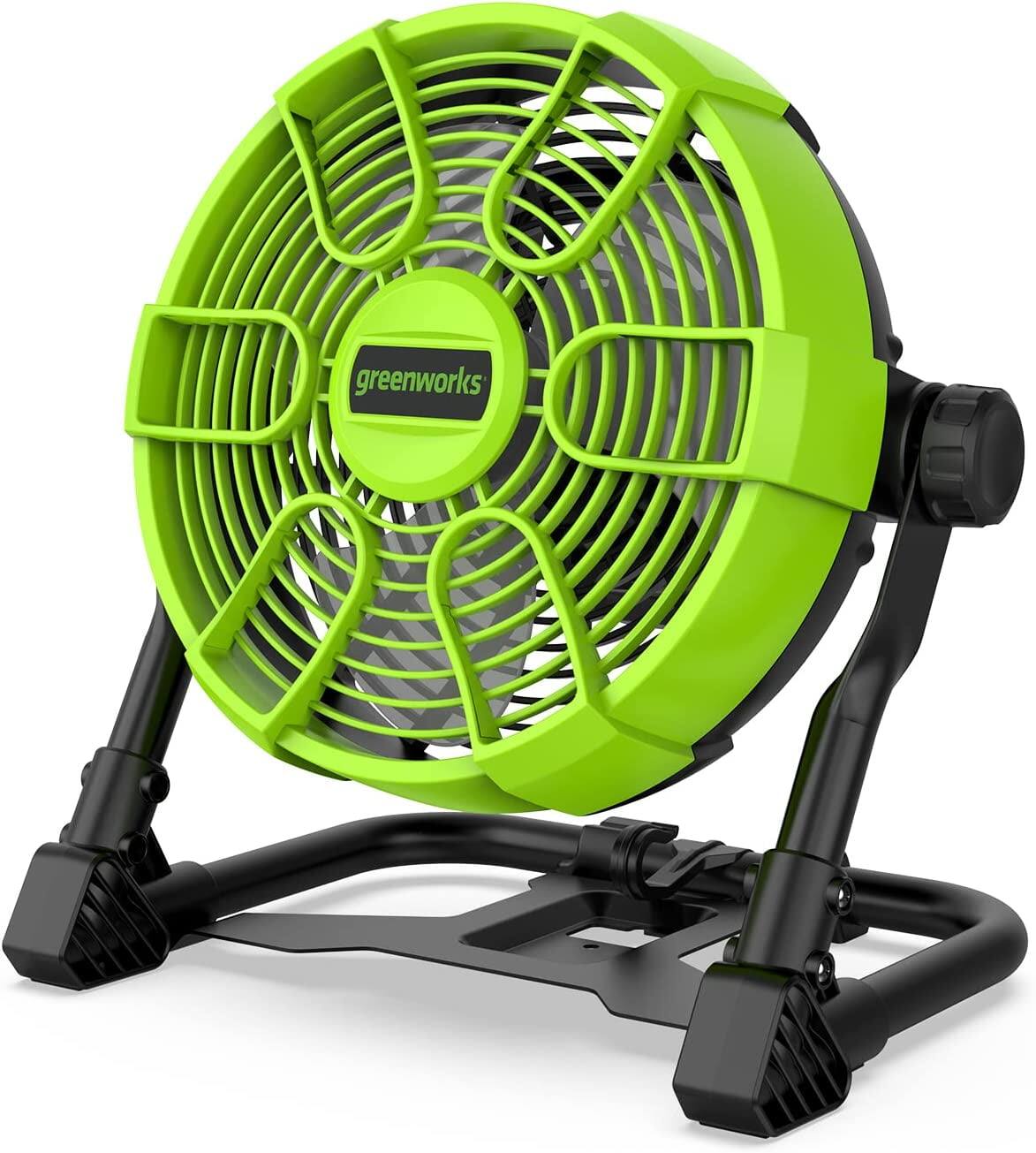 Back. Greenworks - Greenworks 24V 10" (5-Speed) Fan (500 CFM) with 2.0Ah USB Battery and Charger - Green.