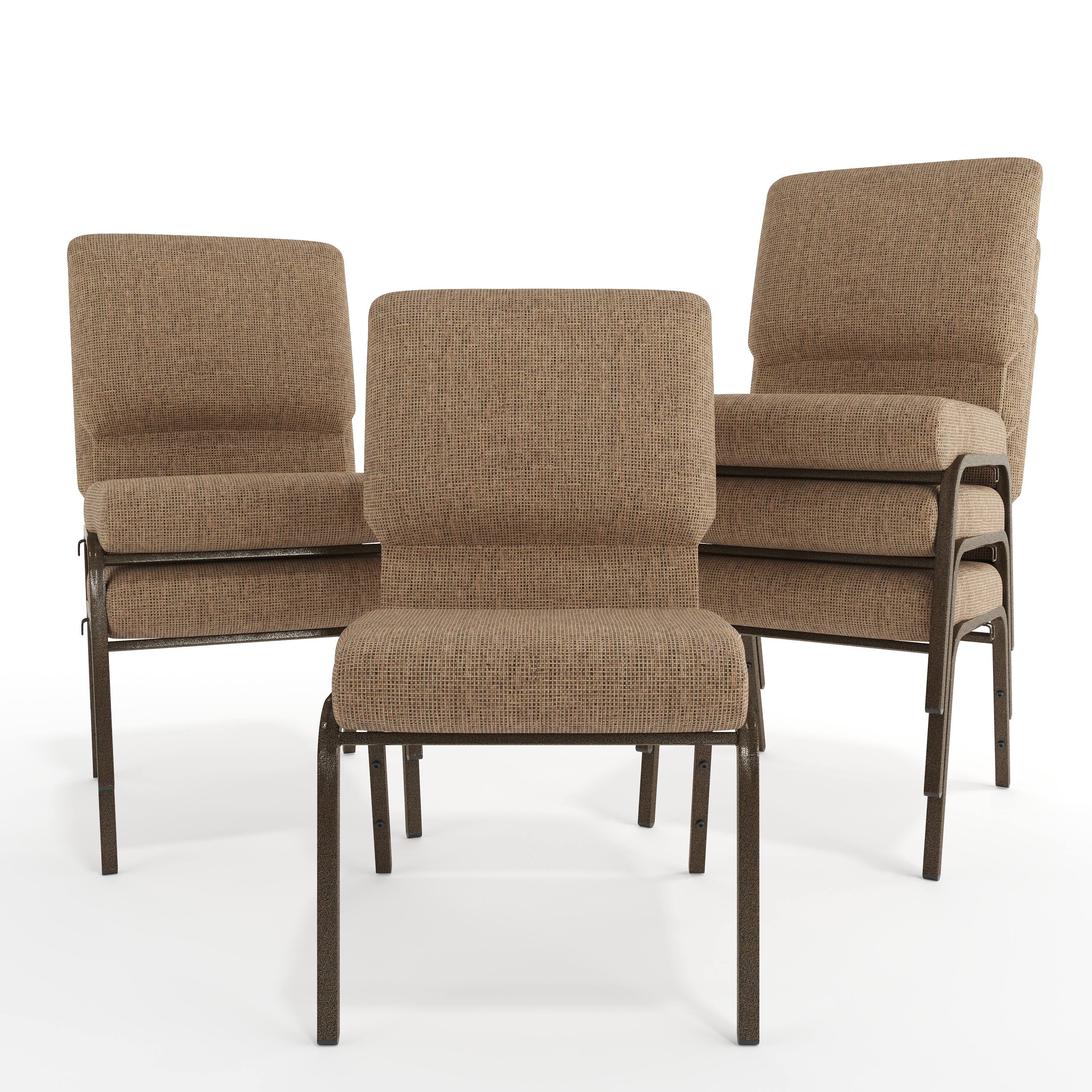 Alt View 10. Emma + Oliver - Church Chair 20.5 in. Wide - Mixed Tan Fabric/Gold Vein Frame.