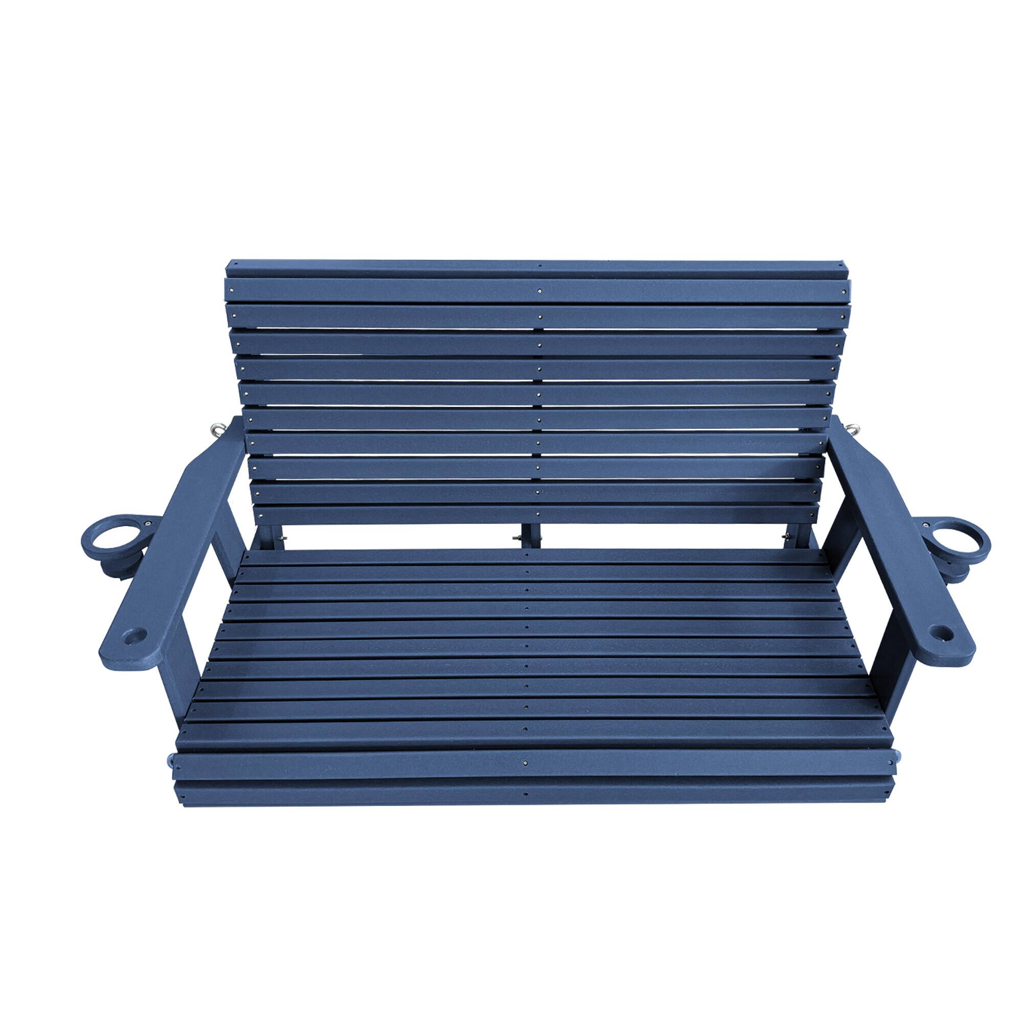 Alt View 2. Fortune Candy - HDPE Porch Swing with Ergonomic Design, Ultra Weather-Resistant, Heavy Duty 1200 LBS, for Outdoor Patio Garden Yard - Navy Blue.