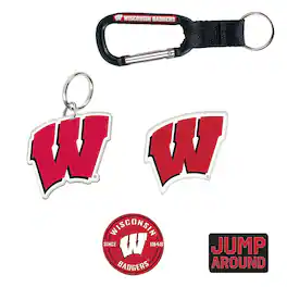 WinCraft - Wisconsin Badgers 5-Pack Key Ring and Fridge Magnet Set - Multicolor