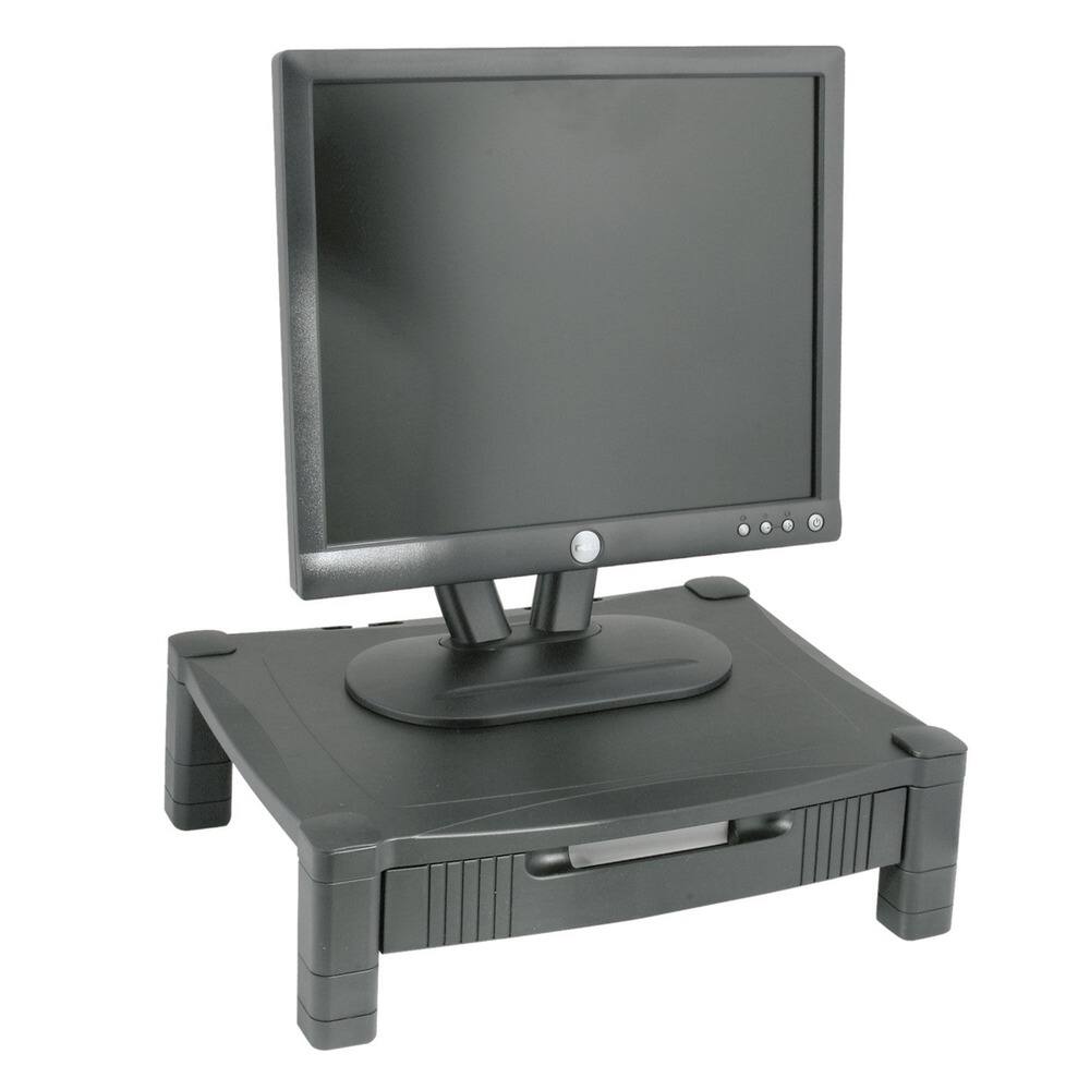 Back. KanTek - Kantek MS420 17 in. x 13-1/4 in. x 3 in. to 6-1/2 in.Height-Adjustable Stand with Drawer - Black - Black.