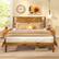 Alt View 3. Costway - Costway Queen Size Bed Frame with Headboard Under-Bed Space No Box Spring Needed - Natural.