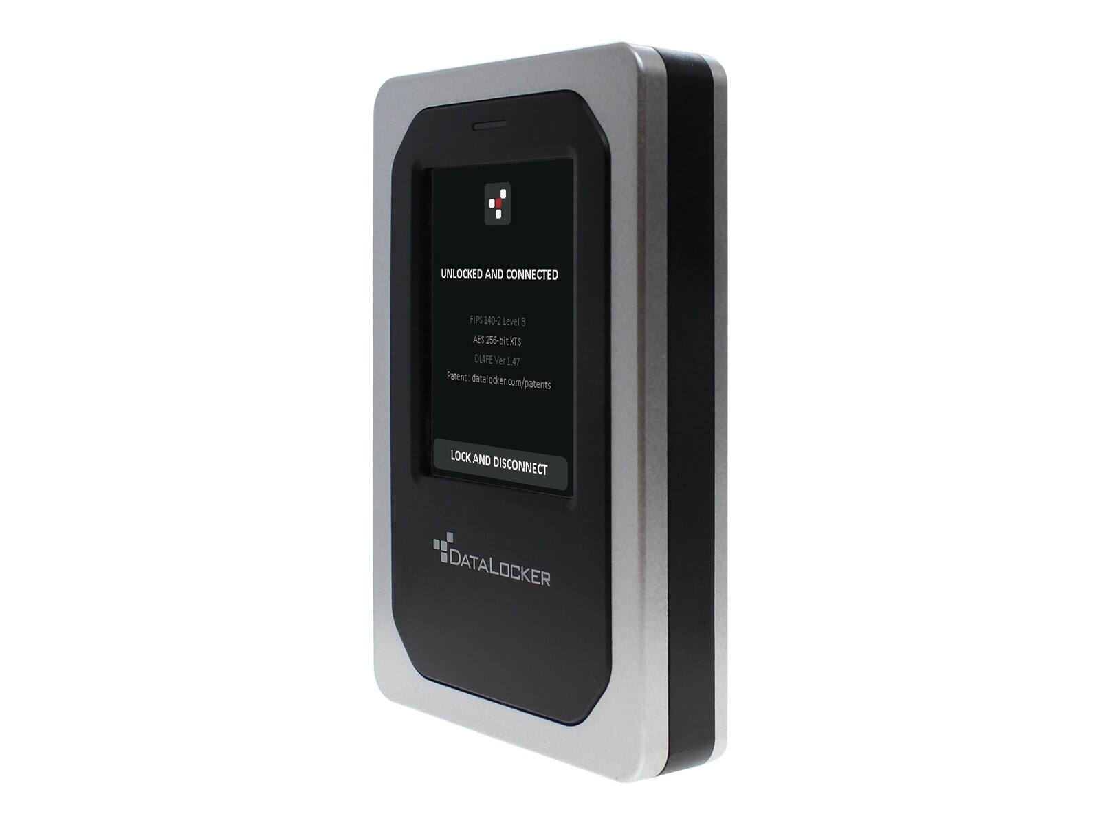 UNLOCKED AND CONNECTED  
FIPS 140-2 Level 3  
AES 256-bit XTS  
DLAfe Ver 1.47  
Patent: datalocker.com/patents  

LOCK AND DISCONNECT  

DATALOCKER