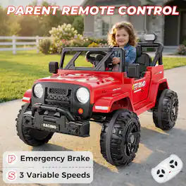 ANPABO - 12V Ride on Toys for Toddlers, Electric Ride On Car for Kids, Remote Control, Bluetooth, Music, 3 Speeds - Red
