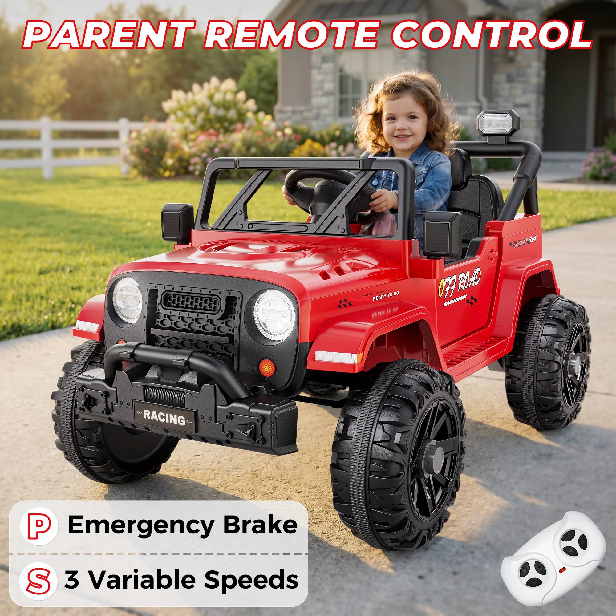 PARENT REMOTE CONTROL

434 197 20% D

483 RACING

P Emergency Brake

S 3 Variable Speeds